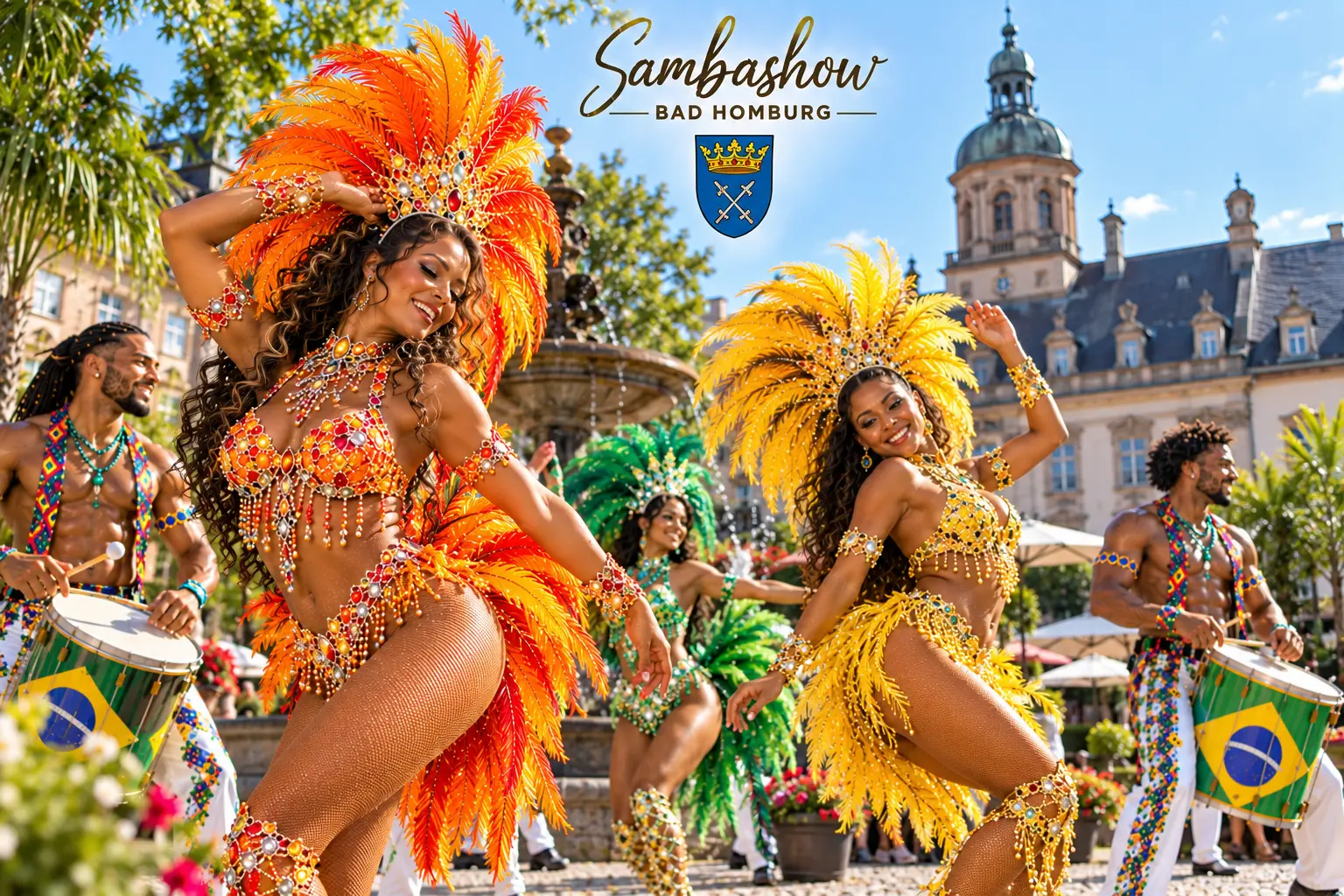 Sambashow Bad Homburg – brasilianische Tänzerinnen, Trommler und Capoeira für Hochzeiten, Firmenfeiern und Galas im Taunus
