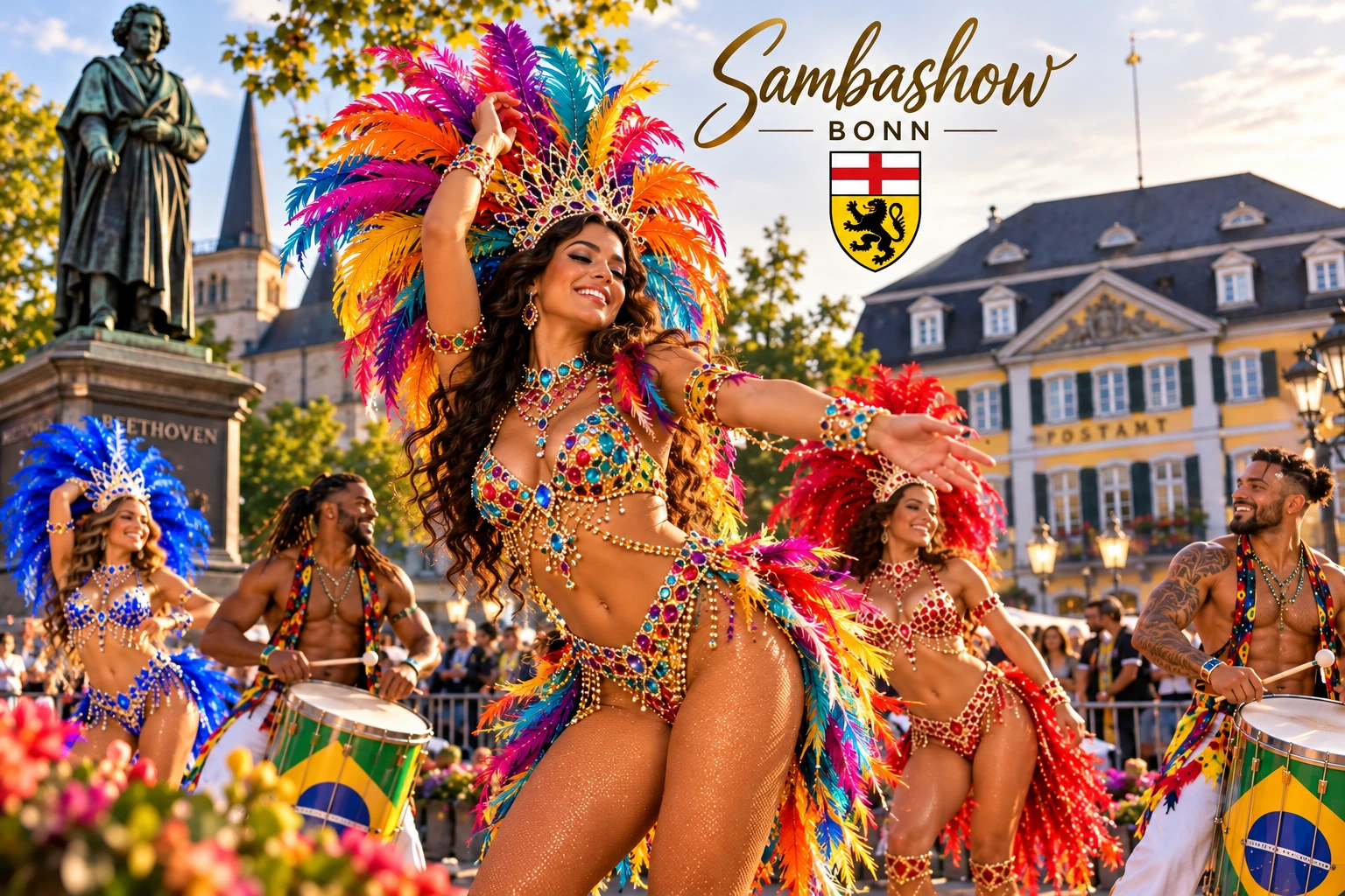 Sambashow Bonn – Brasilianische Samba-Tänzerinnen in prachtvollen Kostümen für Hochzeiten, Firmenfeiern und Events