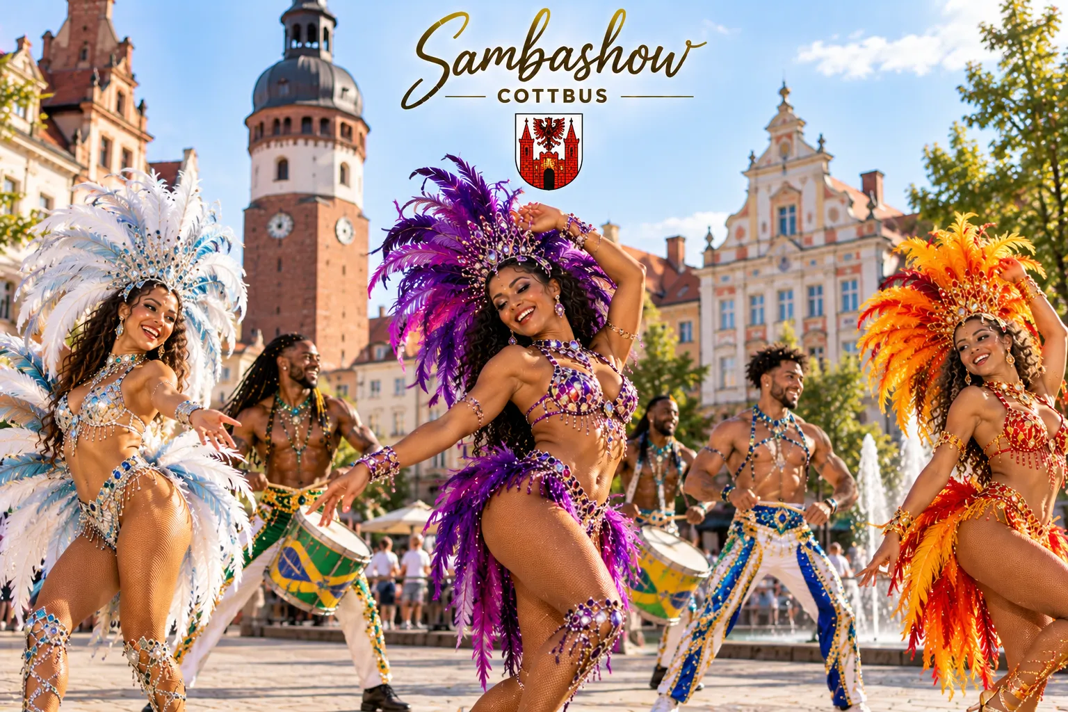 Sambashow Cottbus – brasilianische Sambatänzerinnen, Trommler und Capoeira für Hochzeiten, Firmenfeiern und Veranstaltungen in der Lausitz