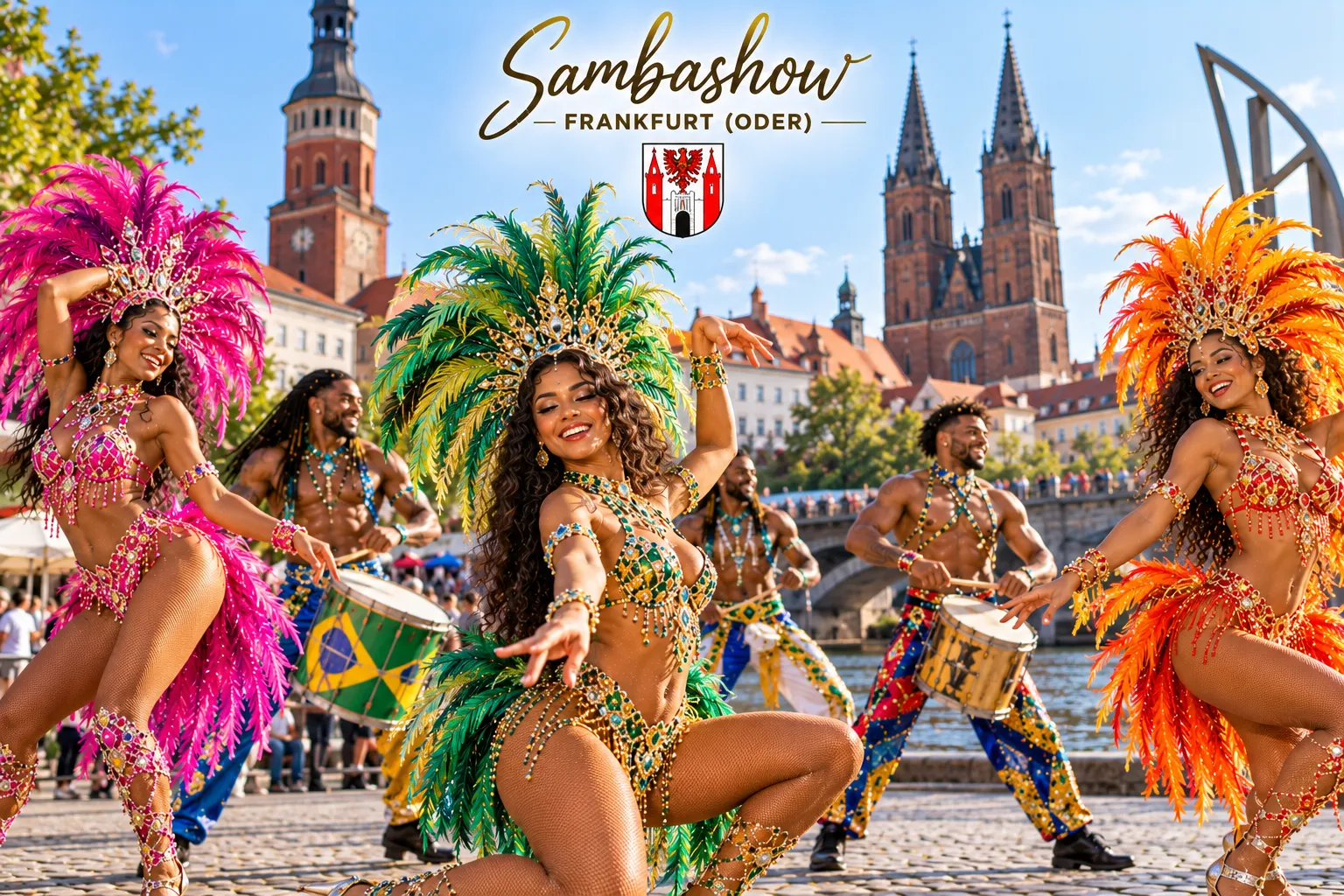 Sambashow Frankfurt (Oder) – brasilianische Sambatänzerinnen, Trommler und Capoeira für Hochzeiten, Firmenfeiern und Veranstaltungen an der Oder