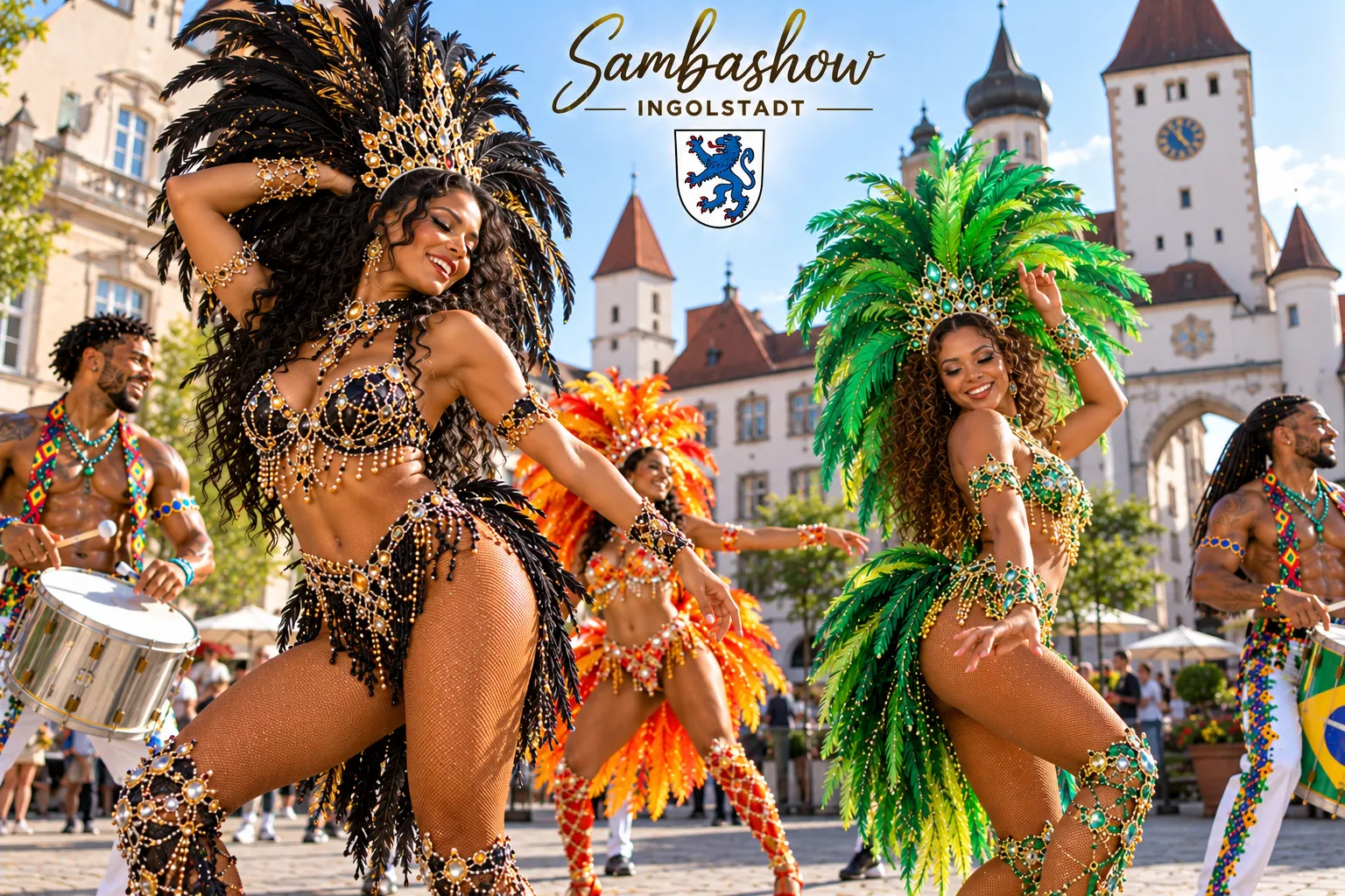Sambashow Ingolstadt – brasilianische Sambatänzerinnen, Trommler und Capoeira für Hochzeiten, Firmenfeiern und Stadtfeste an der Donau