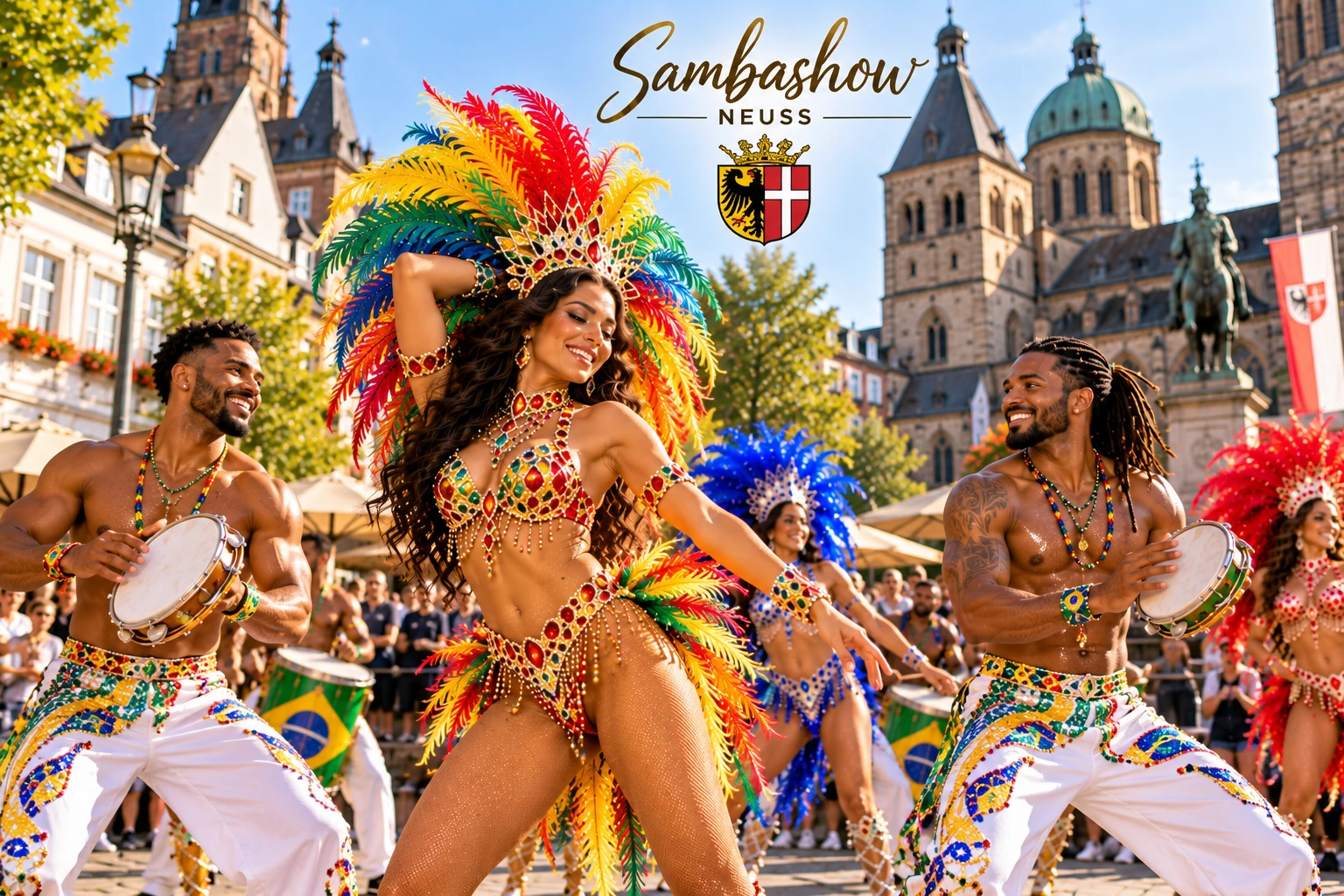 Sambashow Neuss – Brasil Show Köln mit brasilianischen Sambatänzerinnen, Trommlern und farbenprächtigen Showkostümen