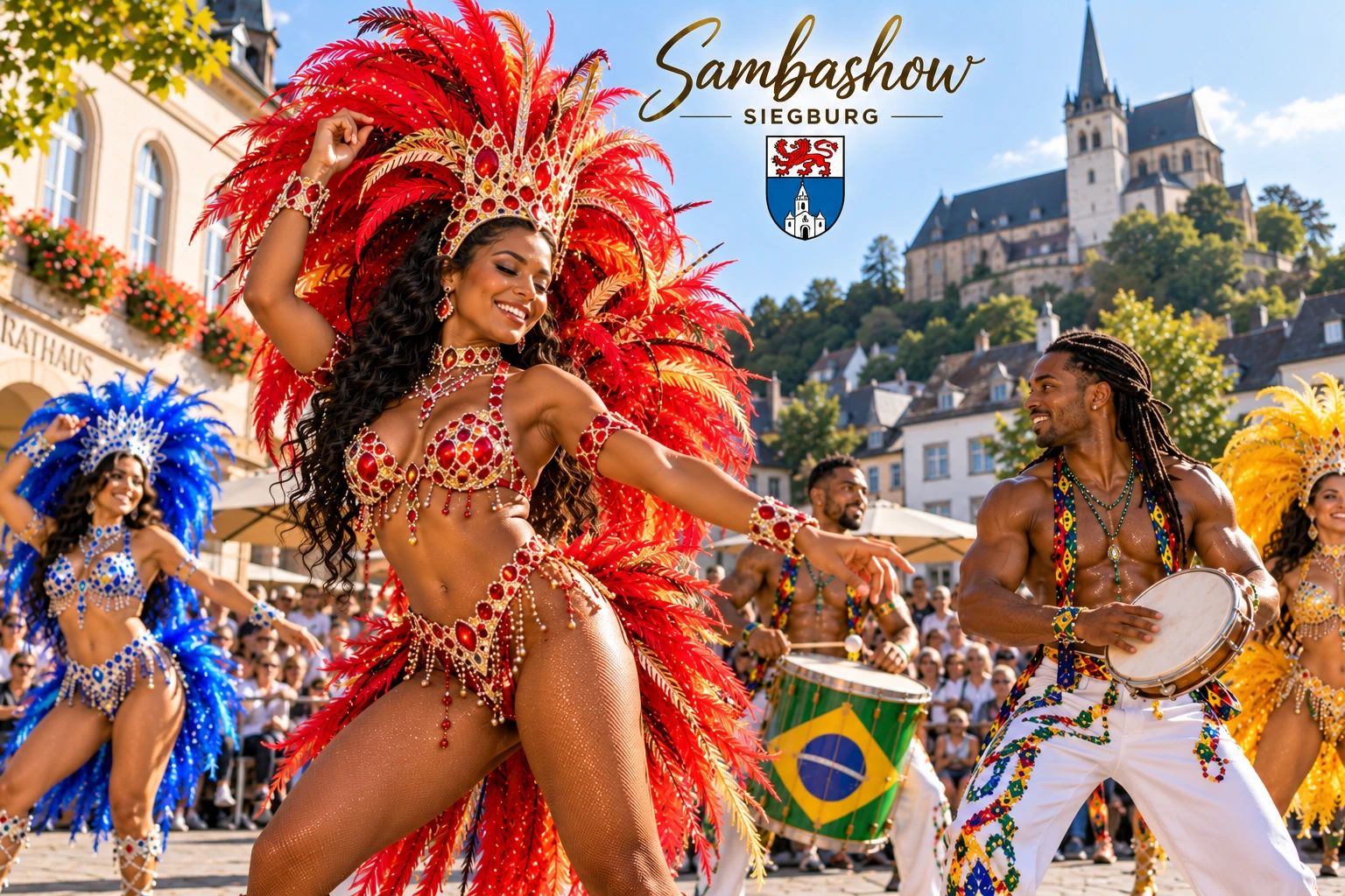 Sambashow Siegburg – Brasil Show Köln mit professionellen Sambatänzerinnen, brasilianischen Trommlern und Capoeira