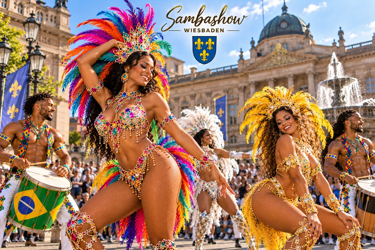 Sambashow Wiesbaden – brasilianische Sambatänzerinnen, Trommler und Capoeira für Hochzeiten, Galas, Firmenfeiern und Stadtfeste in der Landeshauptstadt